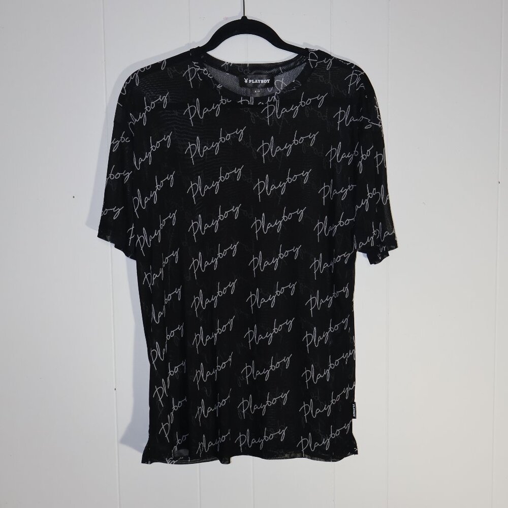 Playboy All-Over Logo Mesh T-Shirt (Men’s S)